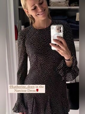 DÔEN Narcisse Silk Blend Long-Sleeve Dress in Camille Dot